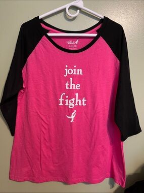 Susan G. Komen Pink & Black 'Join the Fight' Raglan Tee. Never worn.
